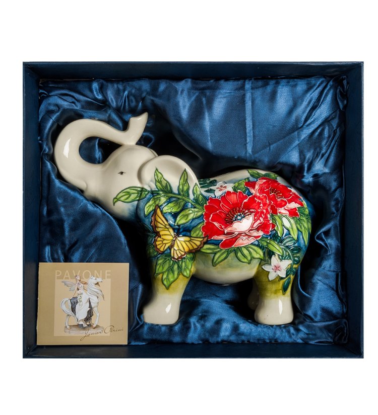 Копилка из фарфора Слон с красным цветком Pavone JP-158/ 5, упаковочный вид