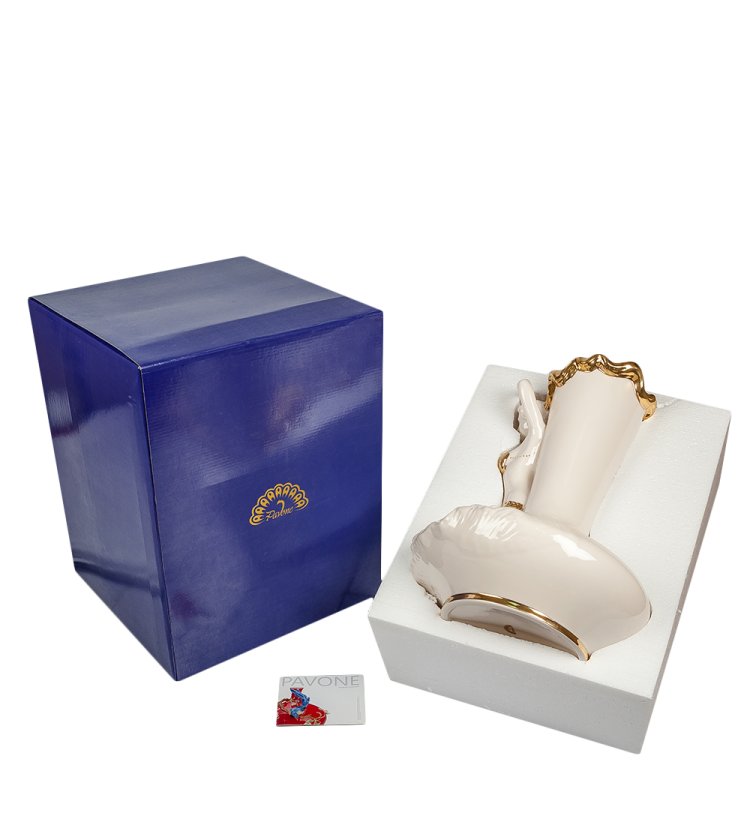 Ваза из фарфора для цветов Русалка Pavone FM-46, фотография в упаковке