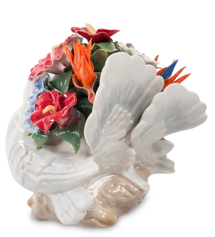 Музыкальная статуэтка из керамики Голуби в цветах Pavone CMS-15/40, фотография сбоку