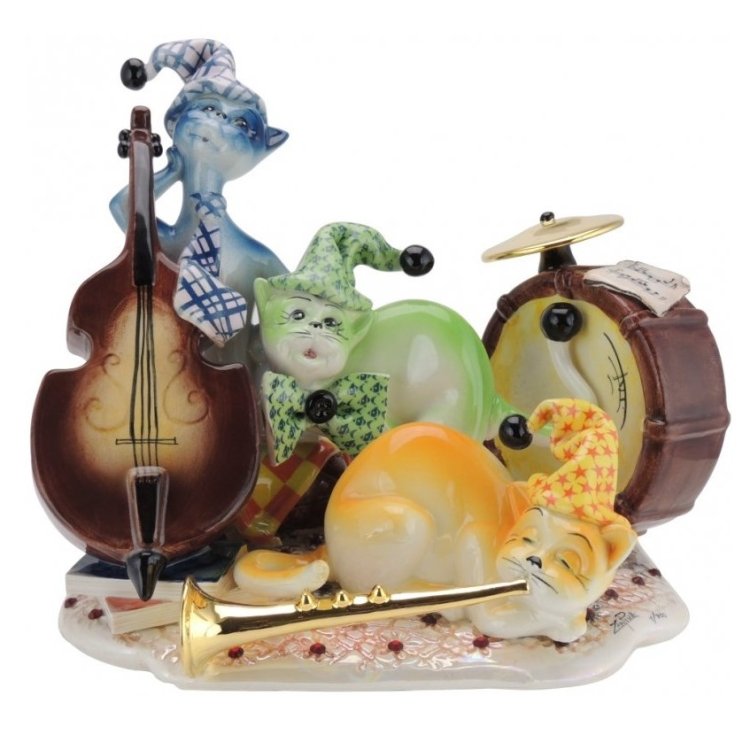 Фарфоровая статуэтка Кошки музыканты 91080