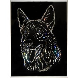 Картина Овчарка c кристаллами Swarovski