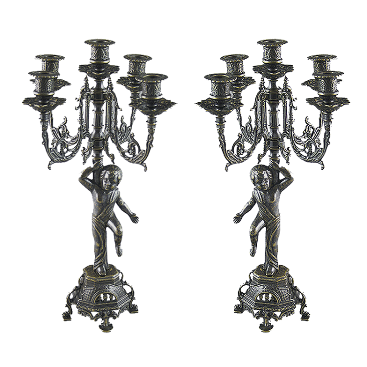 Комплект из двух канделябров на 5 свечи Темный Купидон Alberti Livio AL-82-107-ANT