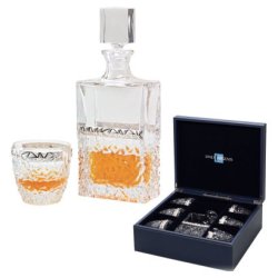 Набор для виски с эффектом мятого стекла серебряного цвета