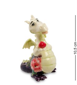 Статуэтка из фарфора Дракон с красным яблоком и цветком на лапке