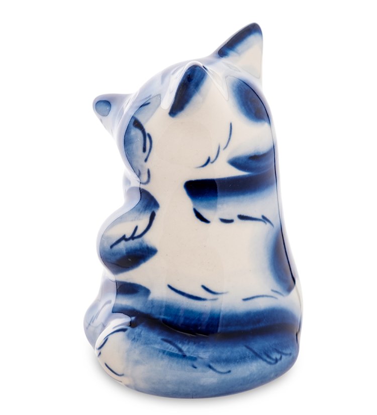 Статуэтка Лиса Голубая гжель ГЛ-602, фотография сбоку