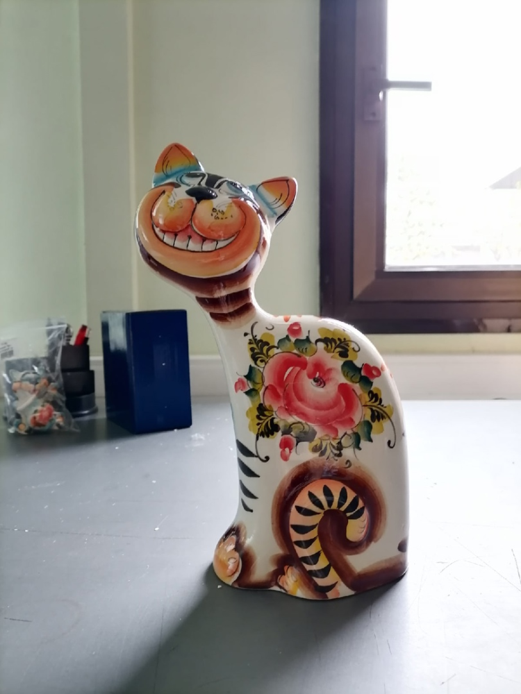 Фигурка Кот Гоша Цветная гжель ГЛ-167, фото со склада портретный вид