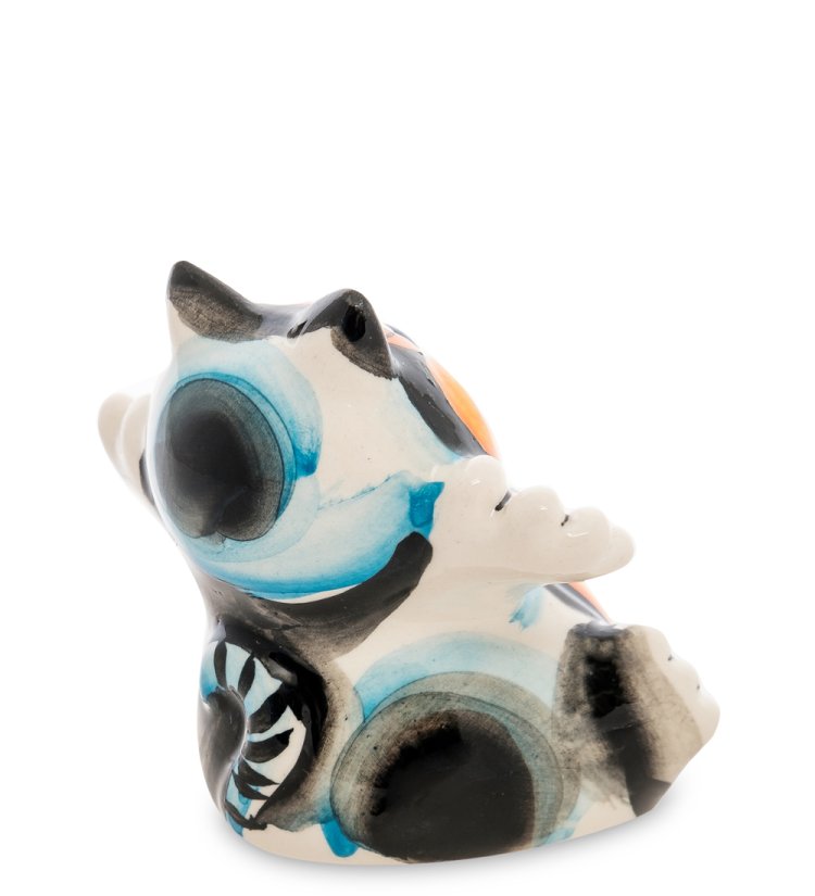 Фигурка Кот Счастье Цветная гжель ГЛ-520, фотография сбоку