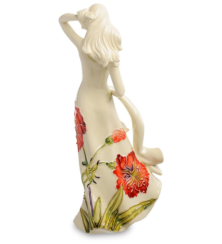 Статуэтка из фарфора Девушка в белом платье с шалью Pavone JP-155/ 1, фотография со спины