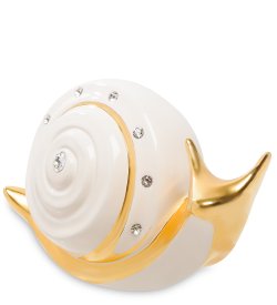 Статуэтка из керамики Белая улитка с золотым декором