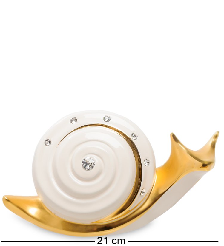 Статуэтка из керамики Белая улитка с золотым декором Ahura, фотография сбоку