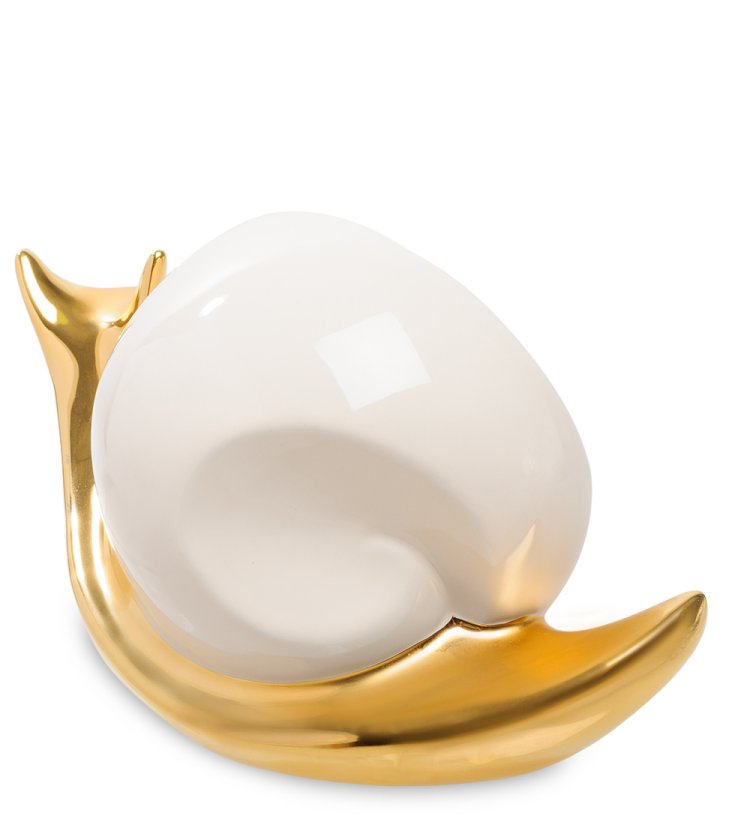 Статуэтка из керамики Белая улитка с золотым декором Ahura, фотография со спины