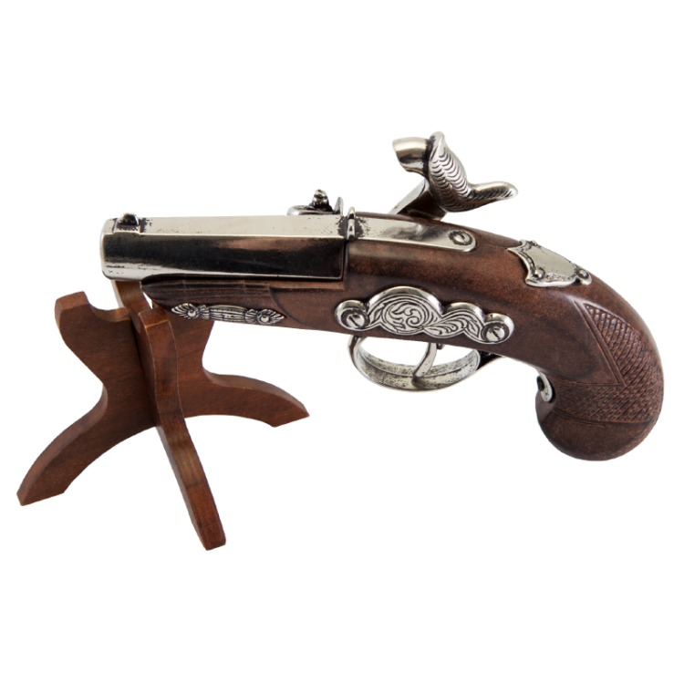 Макет короткого Пистоля Дерингера Denix 6315, фотография на подставке