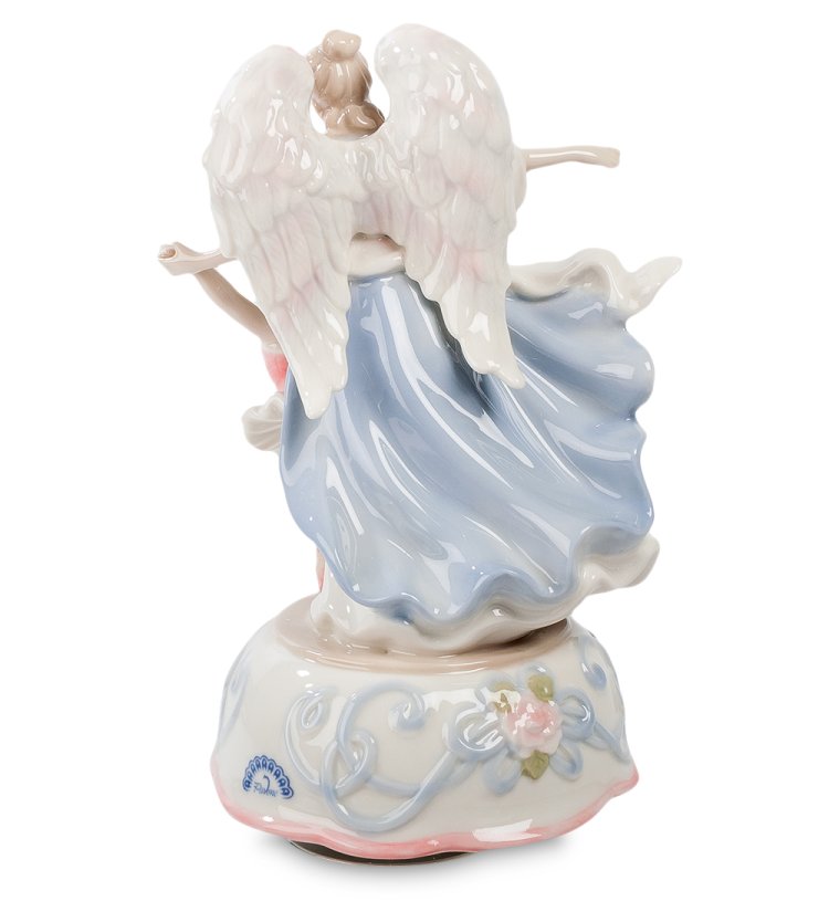 Музыкальная Статуэтка из фарфора Ангел и балерина Pavone CMS-19/26, фотография со спины