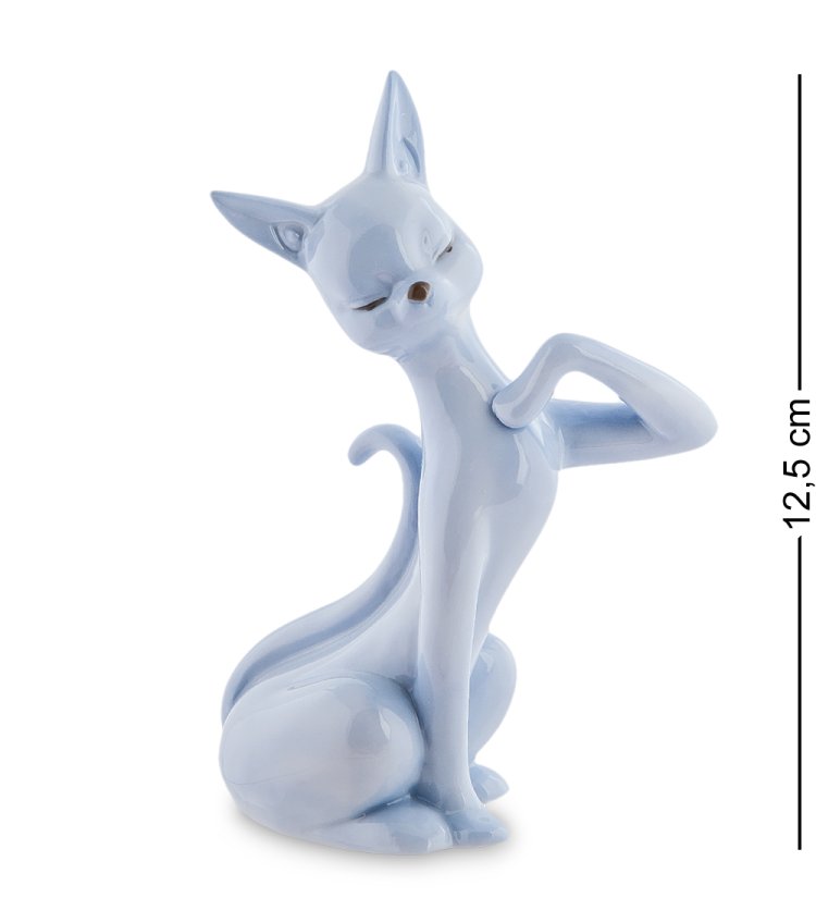 Статуэтка из фарфора Голубая кошечка сидит Pavone JP-31/28