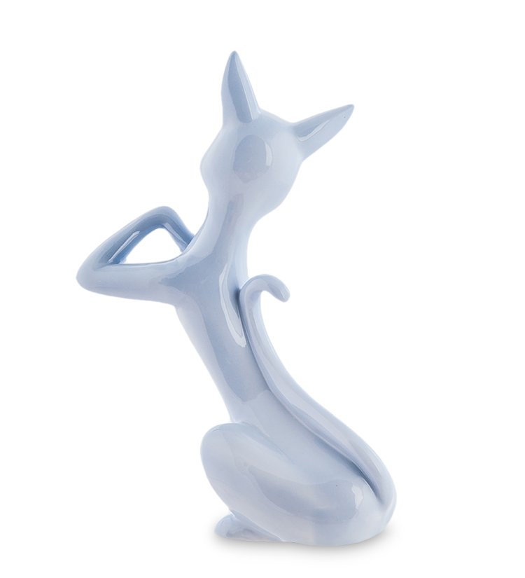 Статуэтка из фарфора Голубая кошечка сидит Pavone JP-31/28, фотография со спины