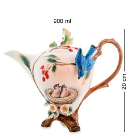 Заварочный чайник из фарфора Голубые птицы