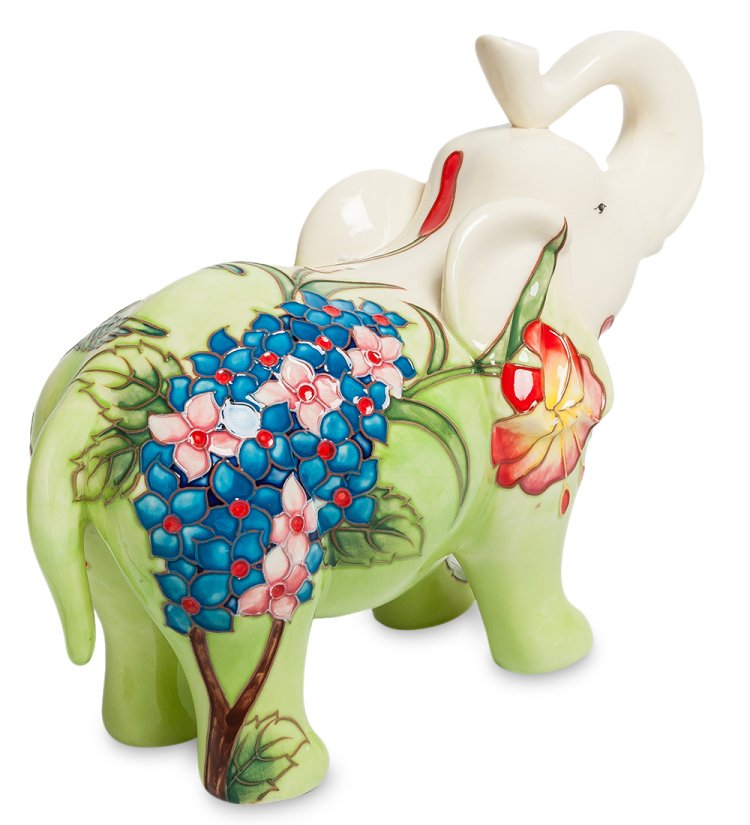 Копилка из фарфора Слон с букетом цветов Pavone JP-158/ 6, вид сзади