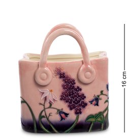 Фиолетовая Ваза-кашпо из фарфора в виде Сумочки