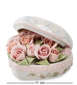 Музыкальная статуэтка из фарфора Сердце с цветами