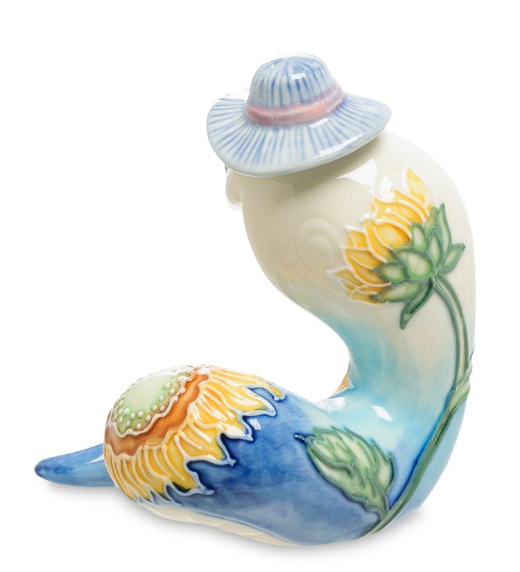 Фигурка из фарфора Голубая Змея в панаме Pavone JP-51/14, фотография сбоку