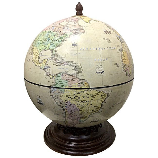Глобус-бар с русской картой настольный
