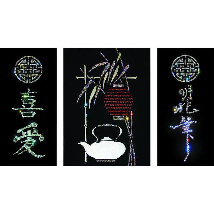 Картина Чайный домик (триптих) c кристаллами Swarovski