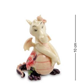 Статуэтка из фарфора Дракон Девочка с цветком на лапке