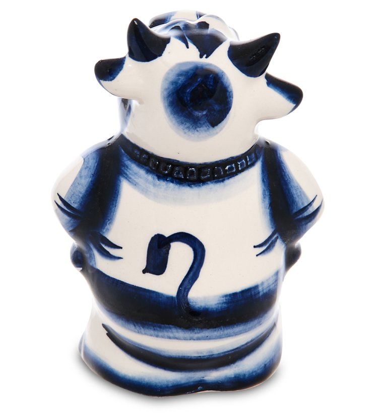 Фигурка Бык Голубая гжель ГЛ-658, фотография со спины