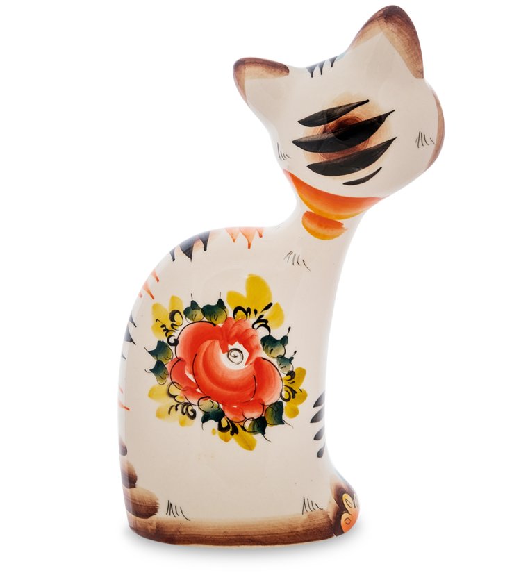 Фигурка Кот Геoргий Цветная гжель ГЛ-163, фотография со спины