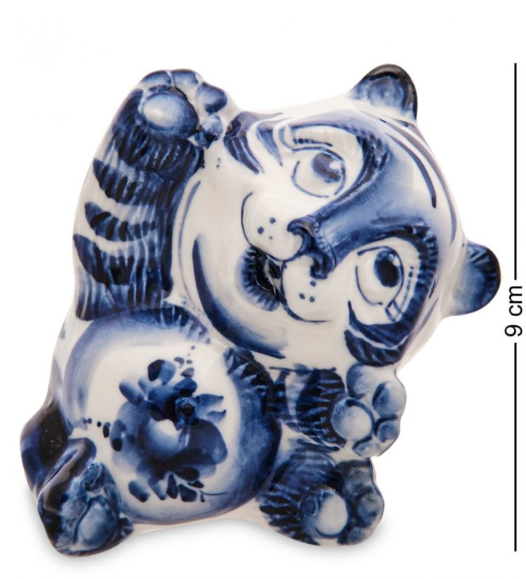 Фигурка Игривый Тигренок Голубая гжель ГЛ- 42