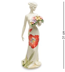 Статуэтка из фарфора Девушка в белом платье с цветами