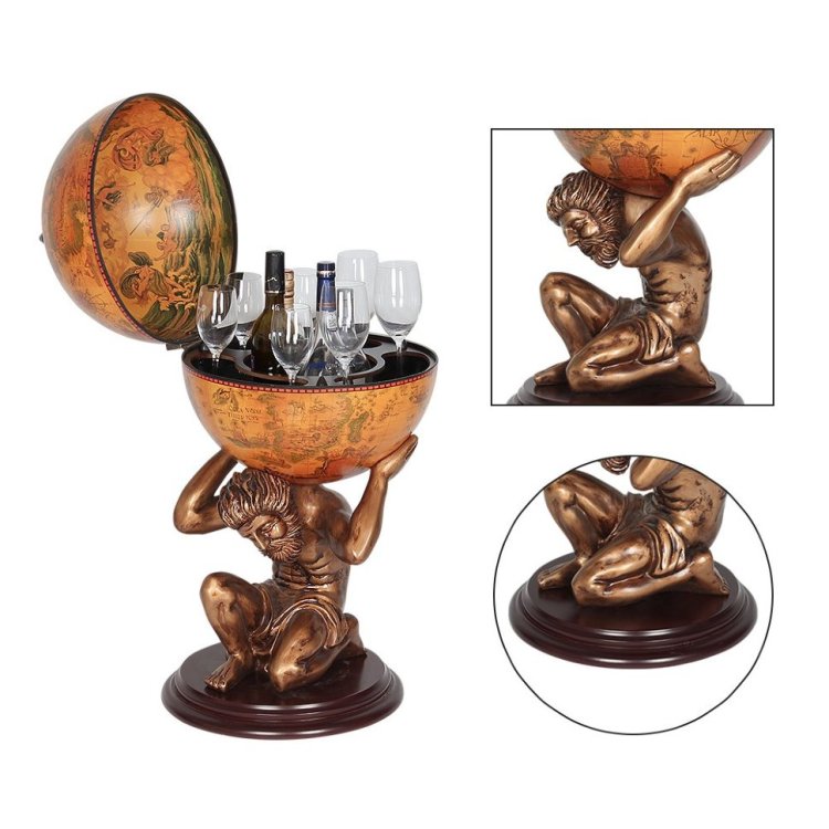 Глобус-бар напольный Атлант, сфера 42 см Jufeng JG42016R-GR, увеличенные детали