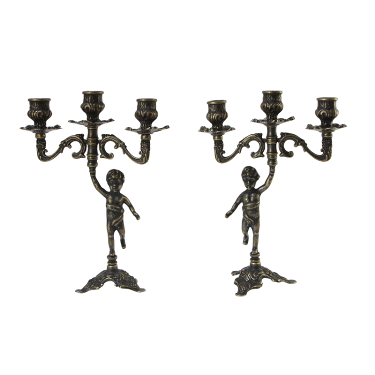 Комплект из двух канделябров на 3 свечи Амур, антик Alberti Livio AL-80-326-ANT