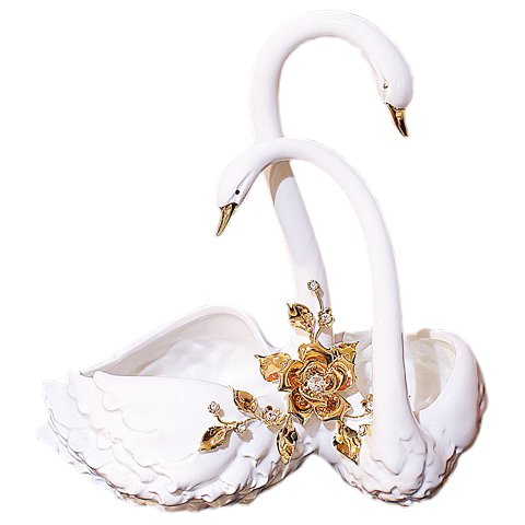 Ваза для конфет Пара лебедей, золотой декор