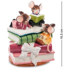 Шкатулка из керамики Мыши с Книгами