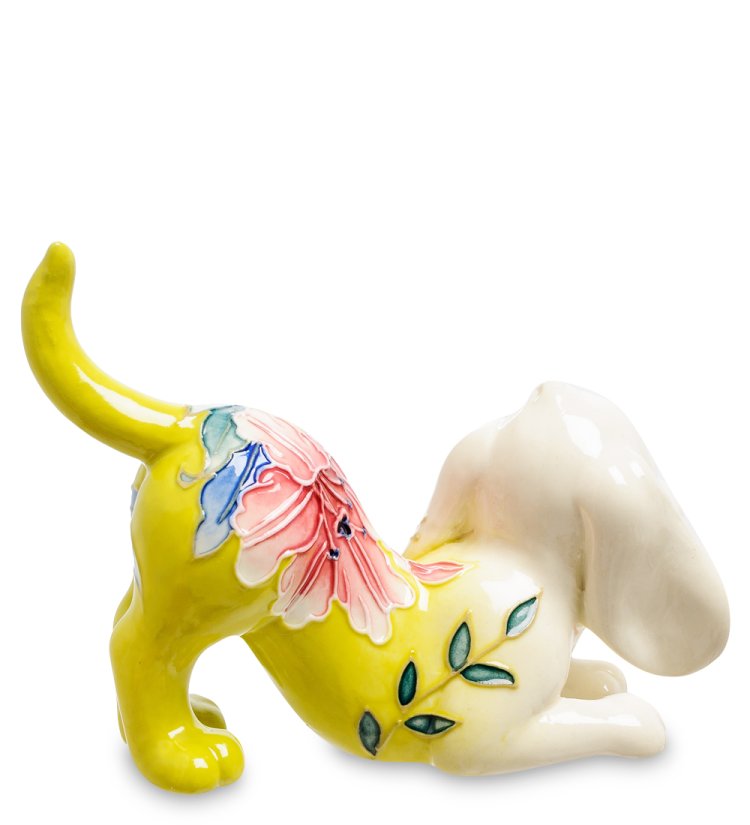 Статуэтка из фарфора Веселая собачка с поднятым хвостиком Pavone JP-101/16, фотография со спины