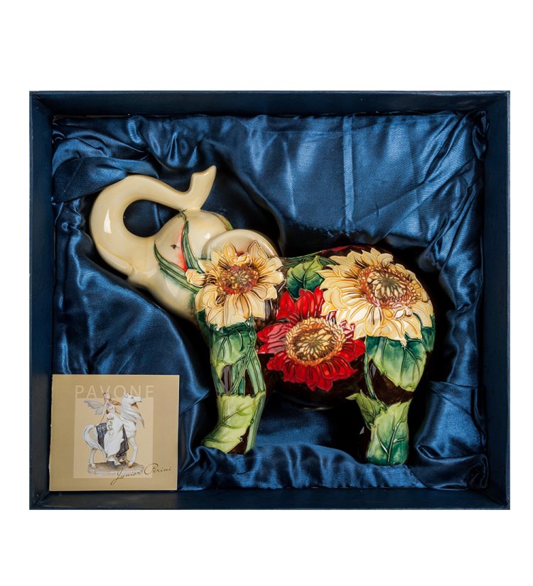 Копилка из фарфора Слон в подсолнухах Pavone JP-158/ 8, упаковочный вид