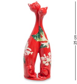 Красная Ваза из фарфора Парочка кошек