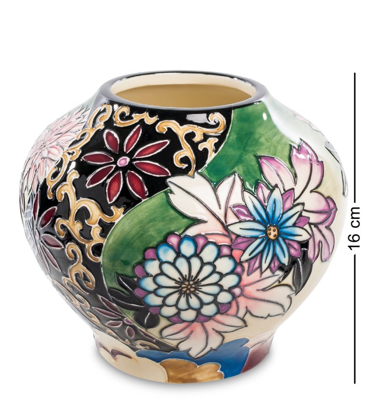 Ваза в форме шара из фарфора цветущие цветы Pavone JP-24/28