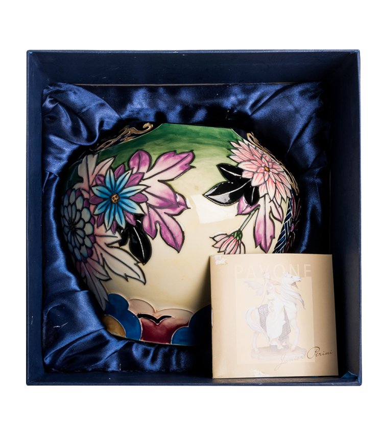 Ваза в форме шара из фарфора цветущие цветы Pavone JP-24/28, фотография в коробке