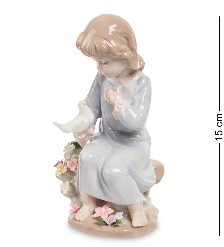 Статуэтка из фарфора Юная Леди с голубем Pavone JP-29/31
