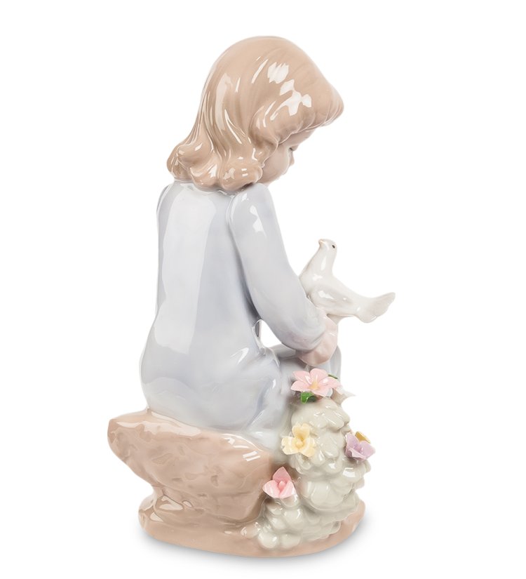 Статуэтка из фарфора Юная Леди с голубем Pavone JP-29/31, фотография со спины