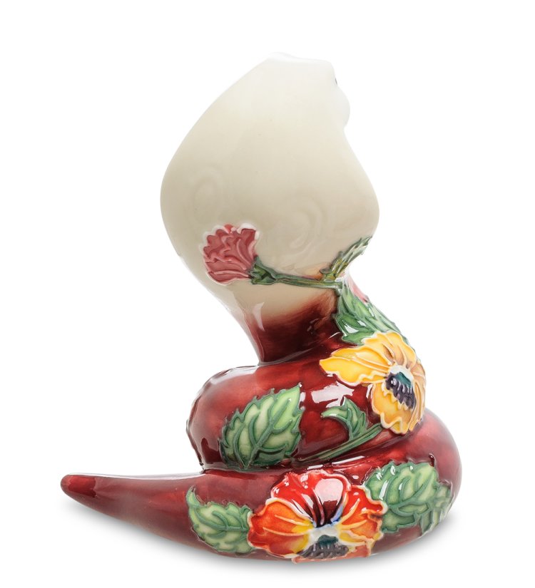 Фигурка из фарфора Красная Змея Pavone JP-51/15, фотография сбоку