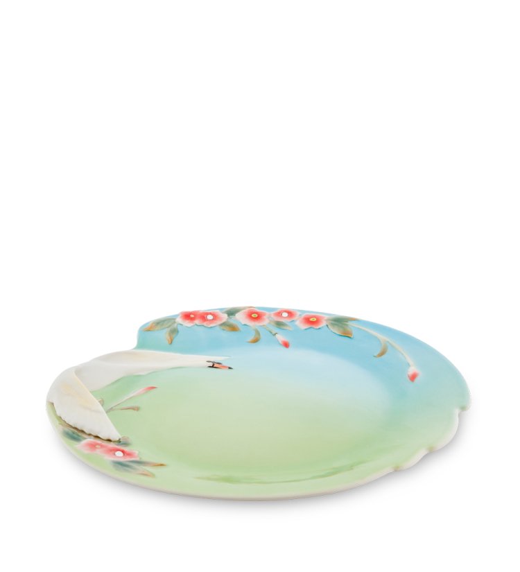 Блюдо из фарфора Лебеди, диаметр 24 см Pavone FM-76/ 5, фотография сбоку