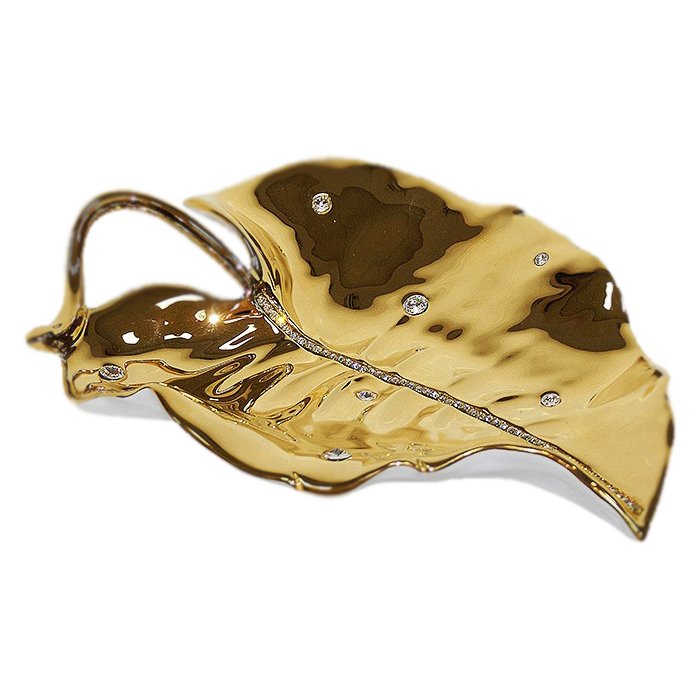 Блюдо в форме листа со стразами Swarovski