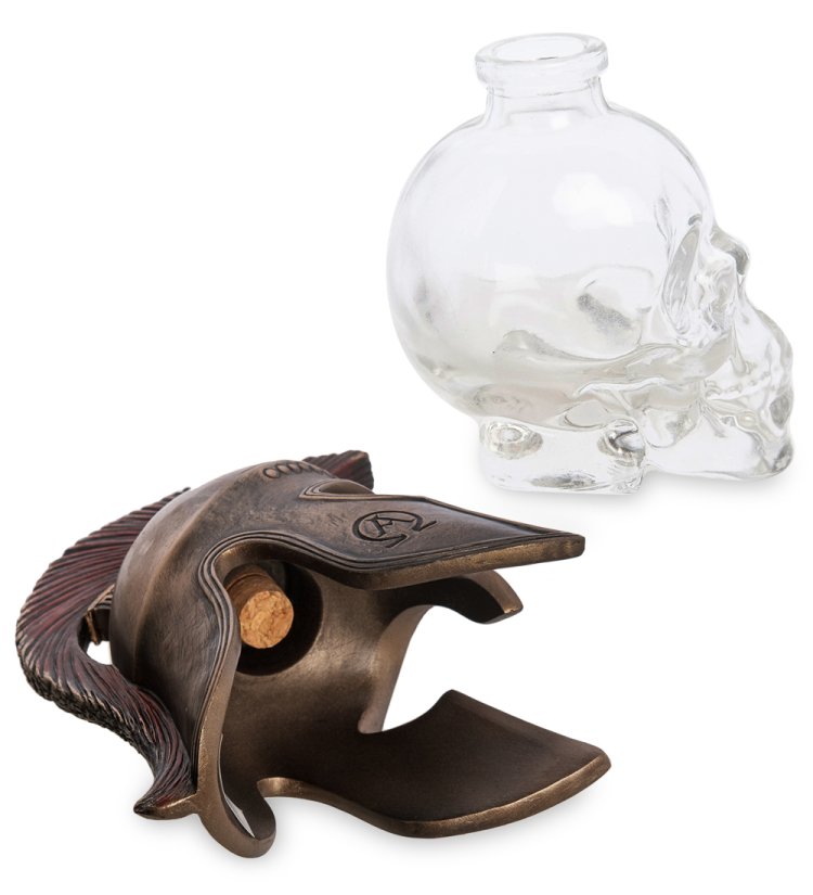 Флакон Спартанский шлем на стеклянном черепе Veronese WS-1027, разборный вид