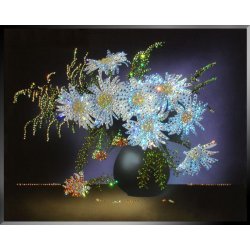 Картина Букет из ромашек c кристаллами Swarovski