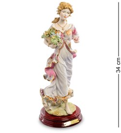 Статуэтка из керамики Девушка с корзиной цветов