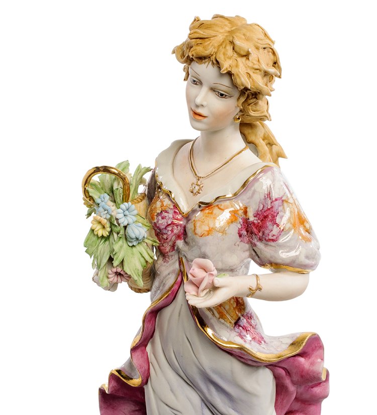Статуэтка из керамики Девушка с корзиной цветов Sabadin Vittorio SV- 09, портретный вид