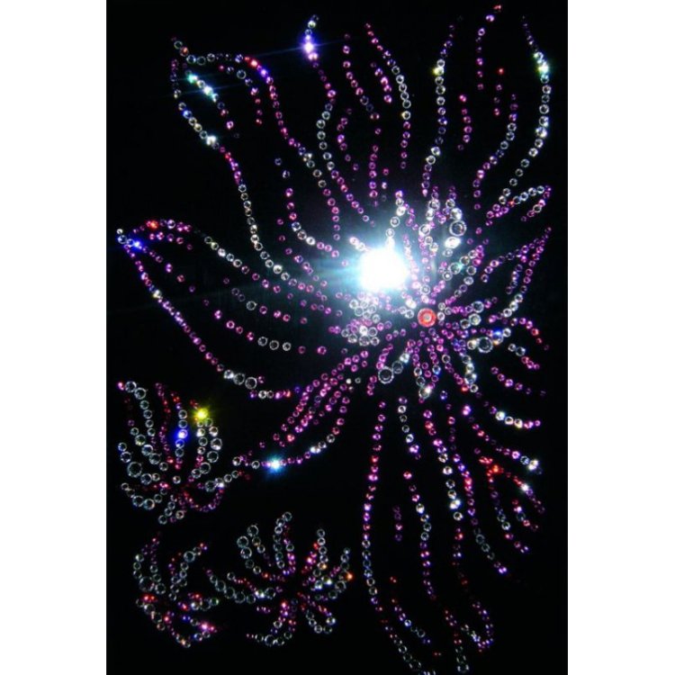 Картина Японский цветок c кристаллами Swarovski